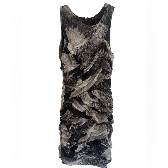 BCBGMaxAzria Roxanne Asymmetrical Ruched Mesh Cocktail Dress Size Medium - Picture 7 of 16